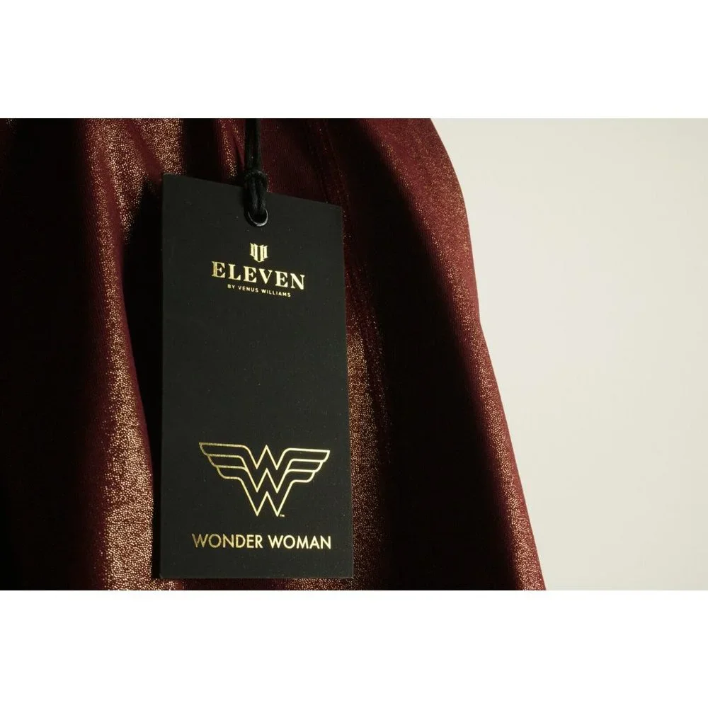 New Eleven Venus Williams Wonder Woman Biker Short Deep Burgundy Gold Size Small